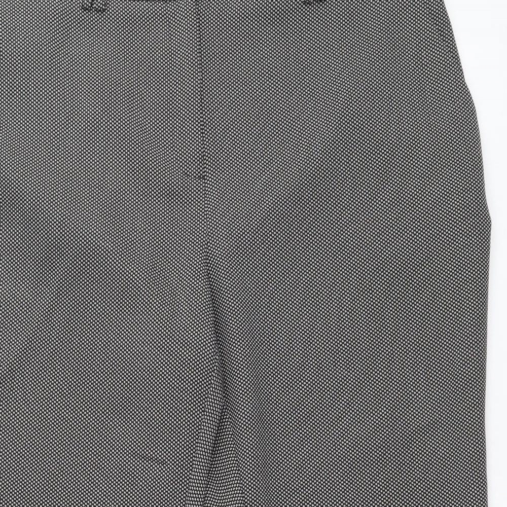 Dorothy Perkins Womens Black Geometric Polyester Chino Trousers Size 16 Regular Zip