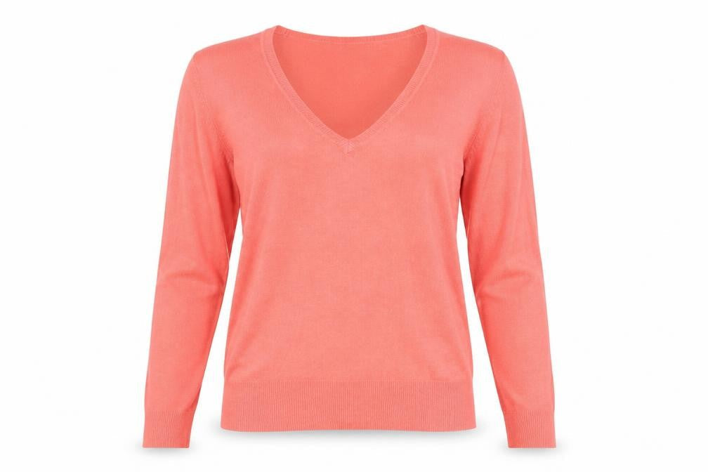 Essentials Womens Pink V-Neck Acrylic Pullover Jumper Size 12