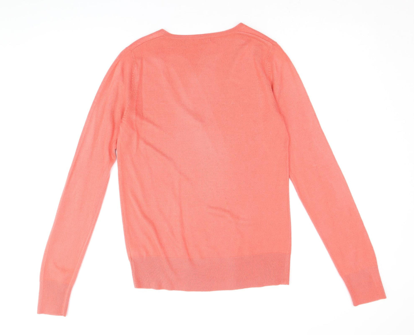 Essentials Womens Pink V-Neck Acrylic Pullover Jumper Size 12