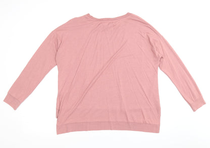 Bershka Womens Pink Polyester Pullover Sweatshirt Size L Pullover