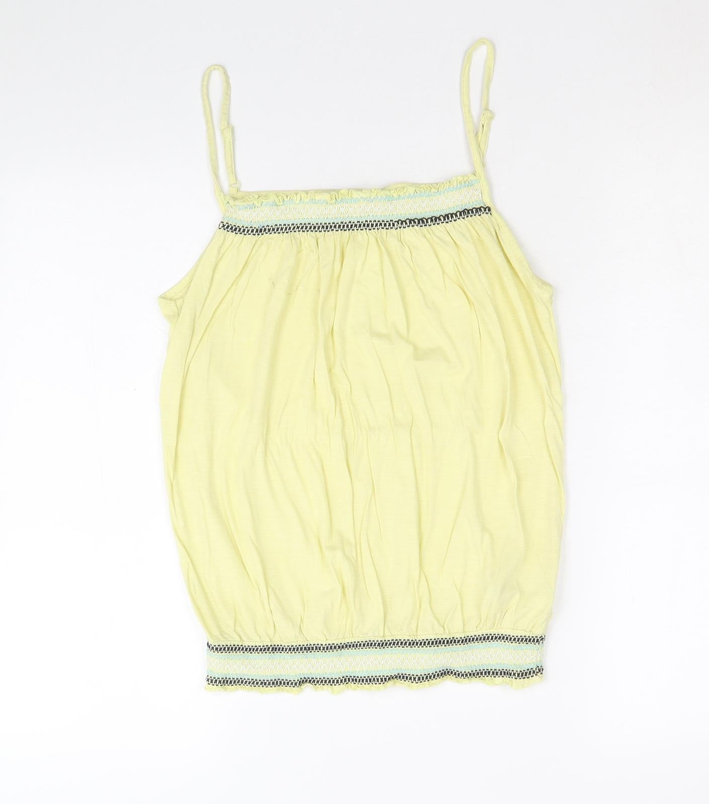 Debenhams Womens Yellow Cotton Camisole Tank Size 14 Square Neck