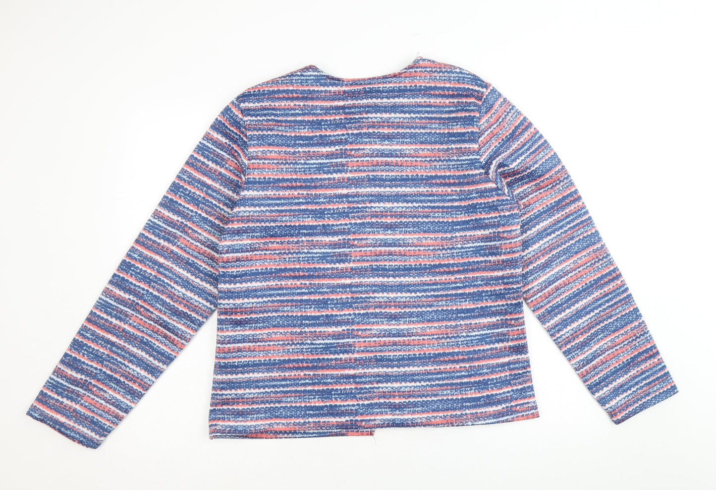 Anne De Lancay Womens Blue Striped Jacket Blazer Size M