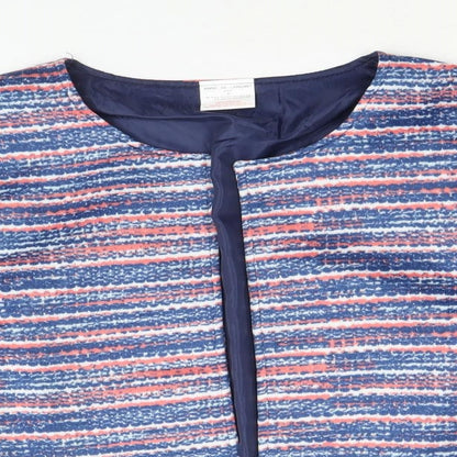 Anne De Lancay Womens Blue Striped Jacket Blazer Size M
