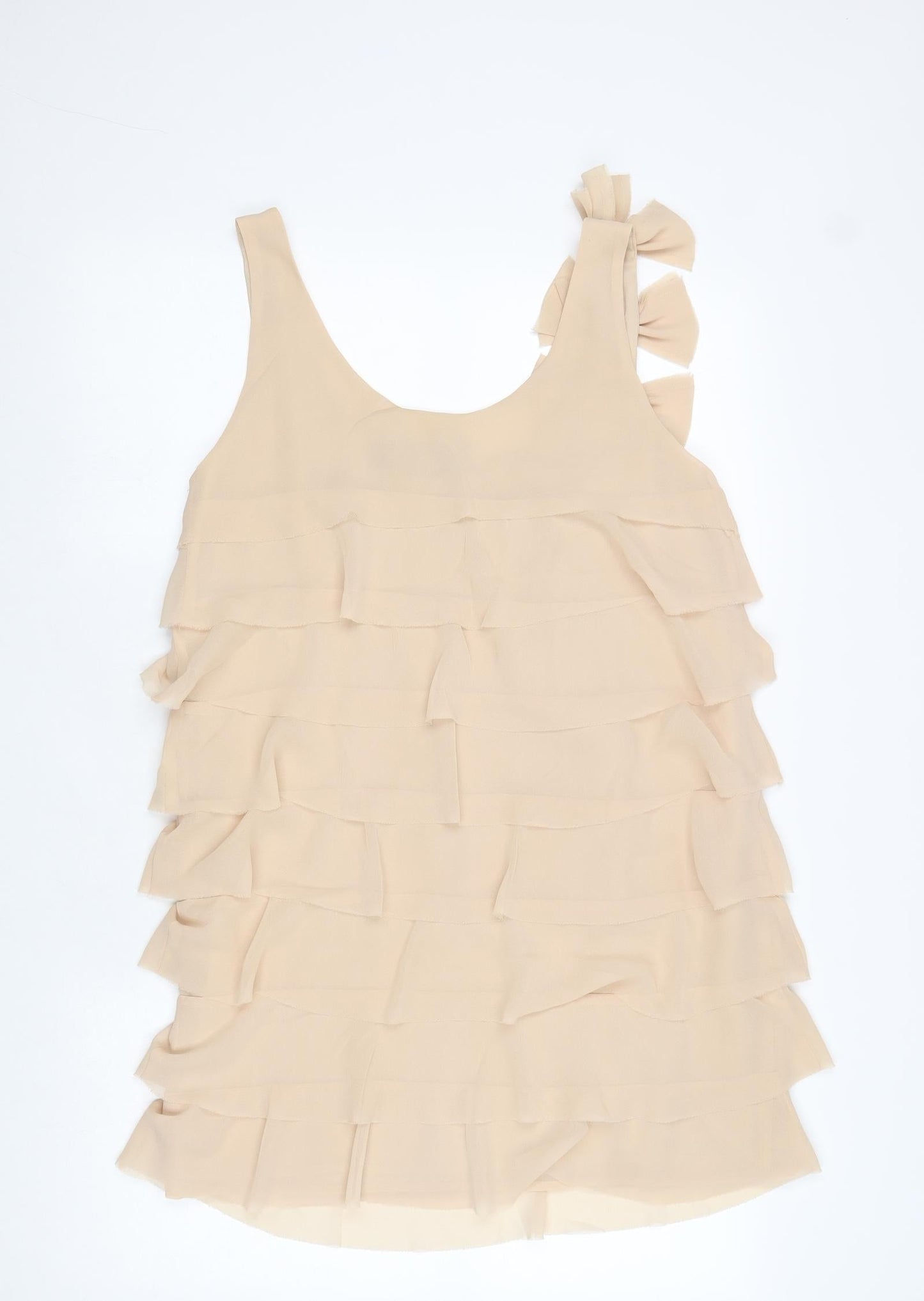 H&M Womens Beige Polyester Bodycon Size 10 Round Neck Pullover
