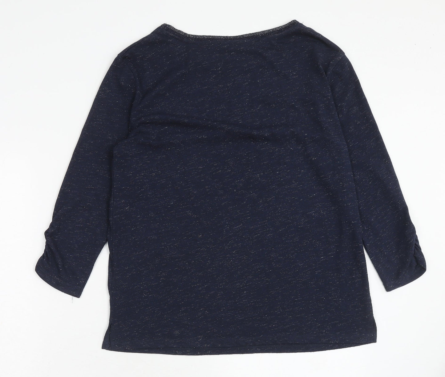 Monsoon Womens Blue Geometric Viscose Basic T-Shirt Size S Round Neck