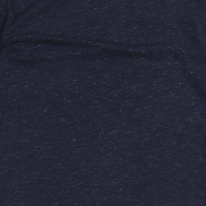 Monsoon Womens Blue Geometric Viscose Basic T-Shirt Size S Round Neck