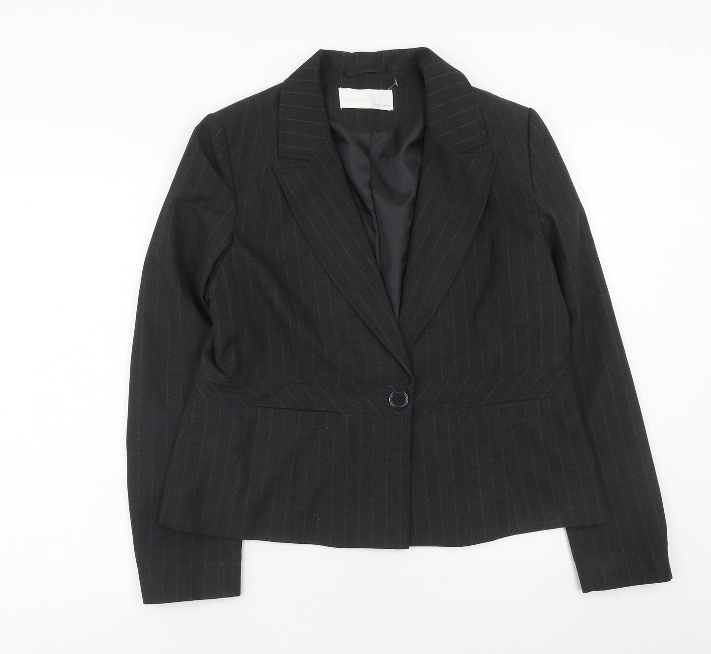 AMARANTO Womens Grey Pinstripe Polyester Jacket Suit Jacket Size 18