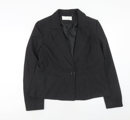 AMARANTO Womens Grey Pinstripe Polyester Jacket Suit Jacket Size 18