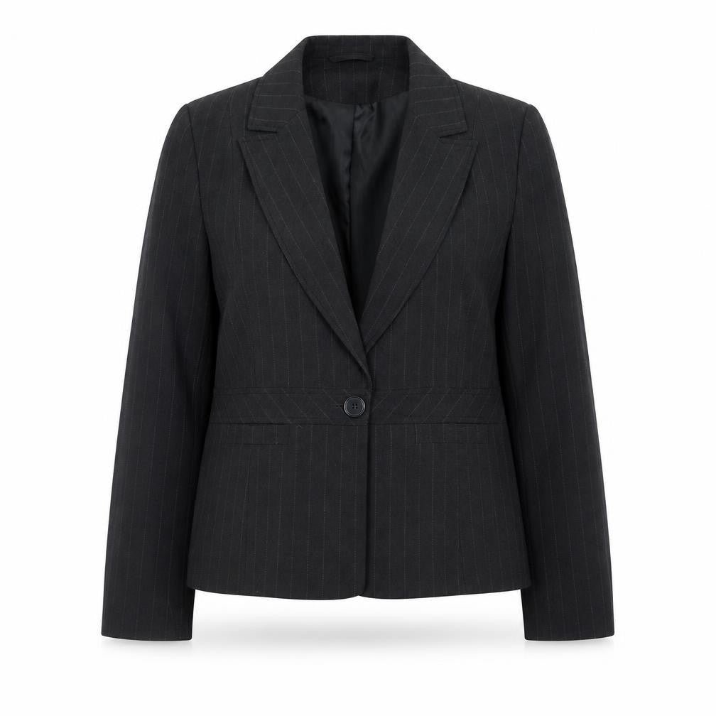 AMARANTO Womens Grey Pinstripe Polyester Jacket Suit Jacket Size 18