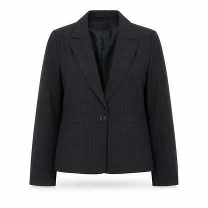 AMARANTO Womens Grey Pinstripe Polyester Jacket Suit Jacket Size 18