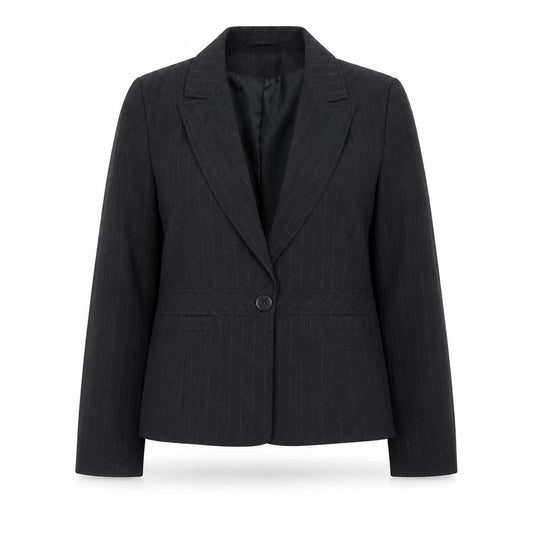 AMARANTO Womens Grey Pinstripe Polyester Jacket Suit Jacket Size 18