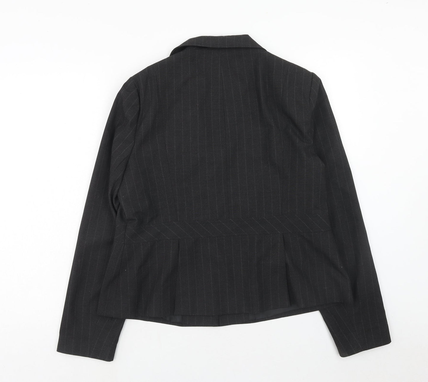 AMARANTO Womens Grey Pinstripe Polyester Jacket Suit Jacket Size 18