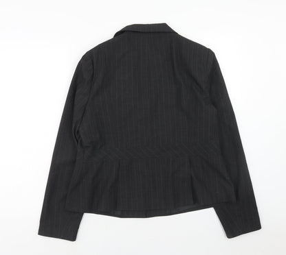 AMARANTO Womens Grey Pinstripe Polyester Jacket Suit Jacket Size 18