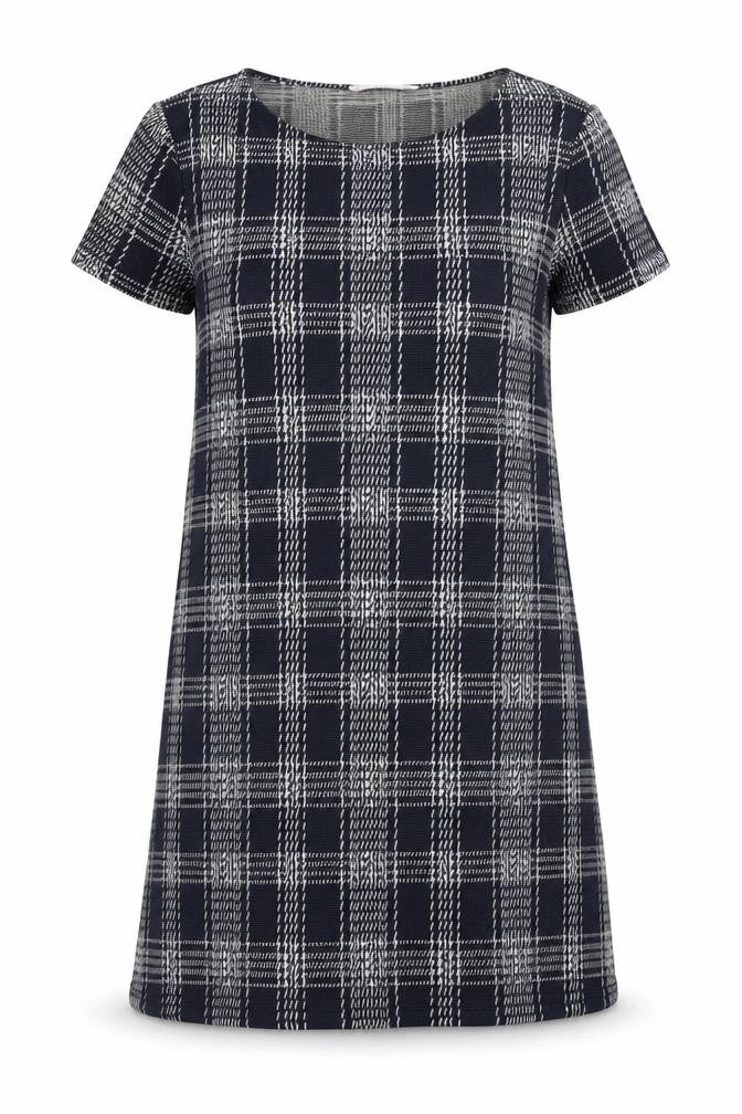 Mango Womens Blue Plaid Polyester A-Line Size M Round Neck Pullover