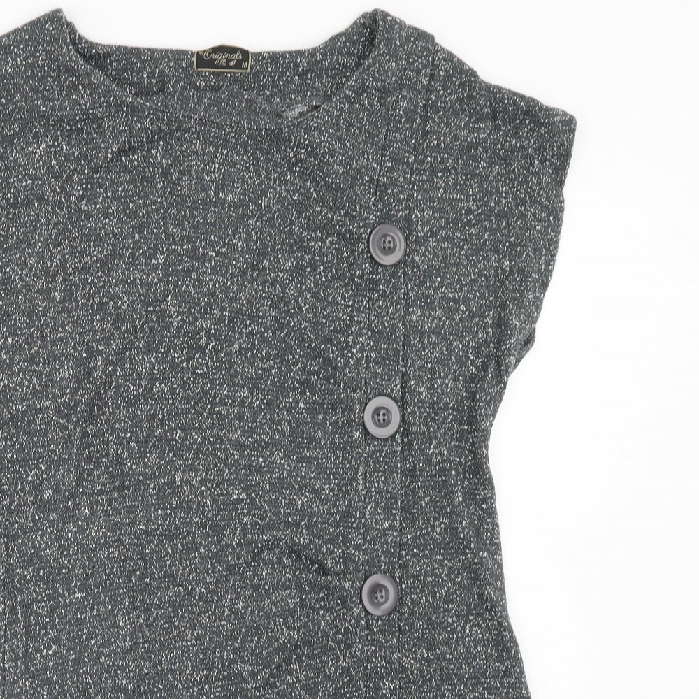 Original Womens Grey Acrylic A-Line Size M Round Neck Pullover