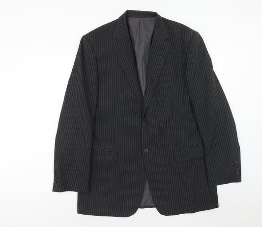 Marks and Spencer Mens Grey Striped Polyester Jacket Suit Jacket Size 42 Regular