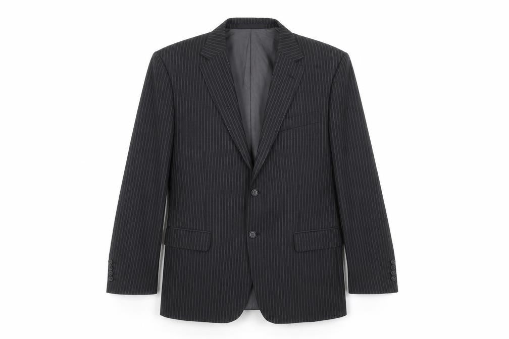 Marks & Spencer Mens Grey Striped Polyester Jacket Suit Jacket Size 42 Regular