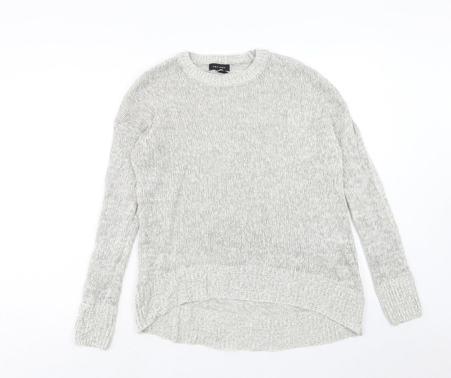 New Look Womens Grey Round Neck Acrylic Pullover Jumper Size M