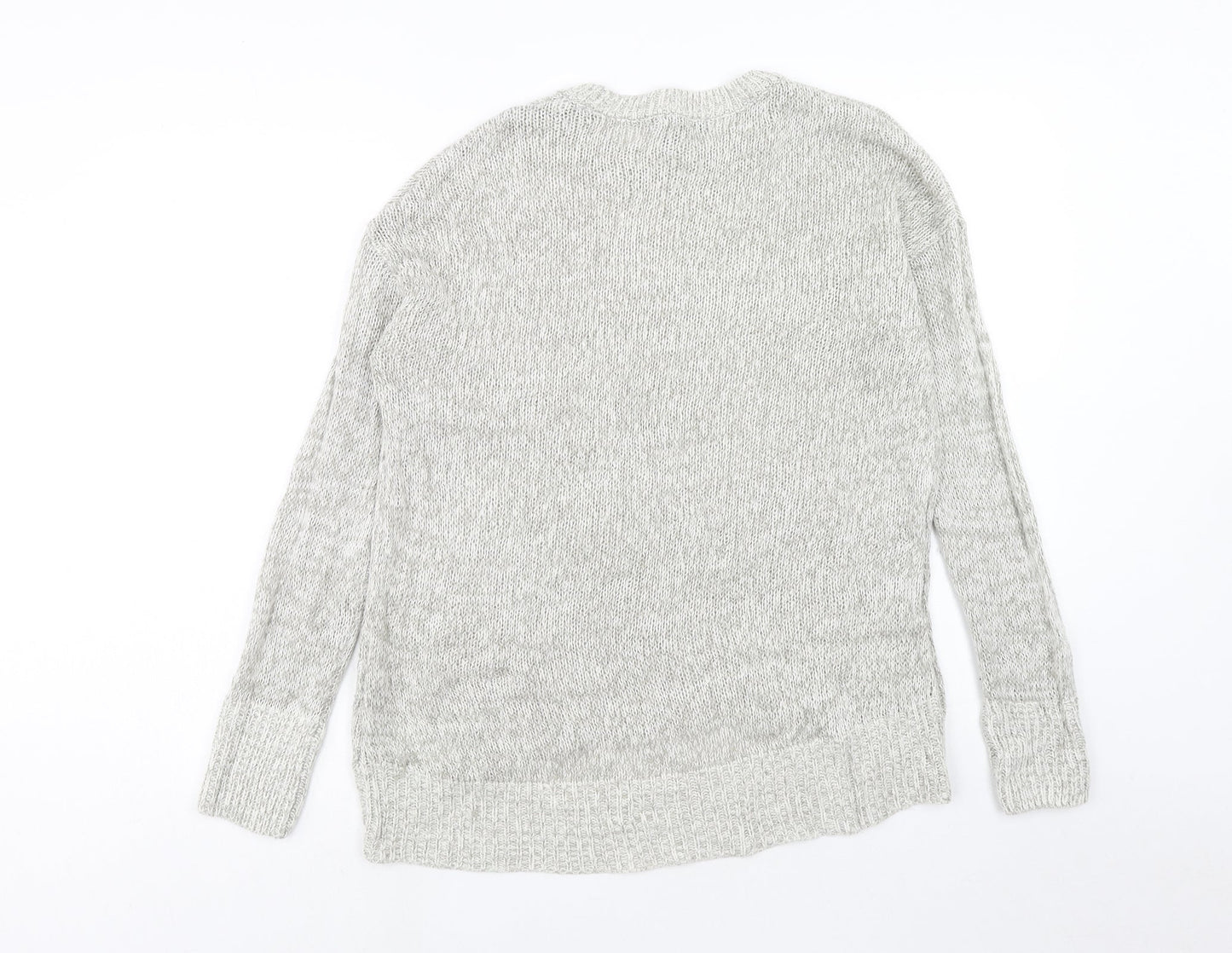 New Look Womens Grey Round Neck Acrylic Pullover Jumper Size M