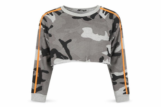 PRETTYLITTLETHING Womens Multicoloured Camouflage Cotton Pullover Sweatshirt Size 12 Pullover