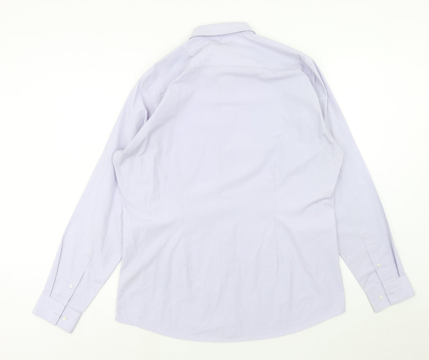 NEXT Mens Purple Polyester Button-Up Size 17 Collared Button