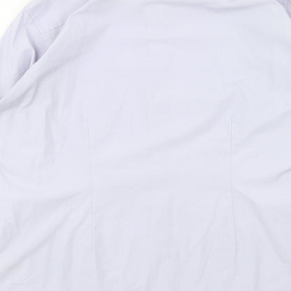 Next Mens Purple Polyester Button-Up Size 17 Collared Button