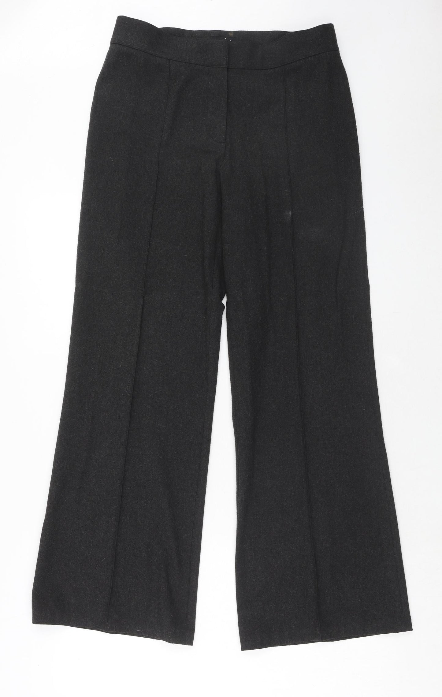 Per Una Womens Grey Polyester Trousers Size 10 Regular Hook & Eye
