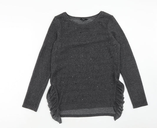 NEXT Womens Grey Boat Neck Polyester Pullover Jumper Size 8