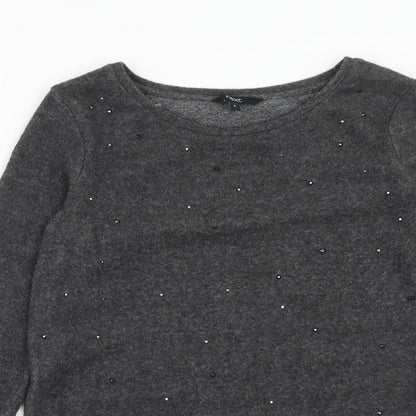 Next Womens Grey Boat Neck Polyester Pullover Jumper Size 8