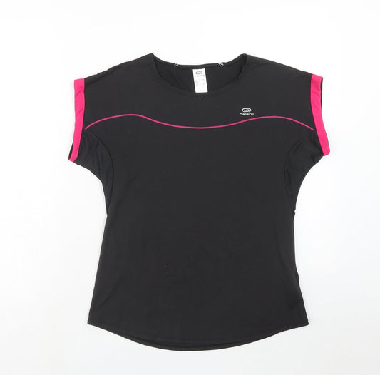 Kalenji Womens Black Polyester Pullover T-Shirt Size S Boat Neck Pullover