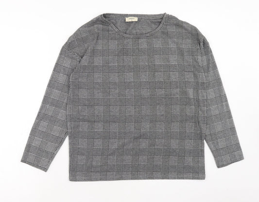 Papaya Womens Black Plaid Polyester Pullover Sweatshirt Size 10 Pullover