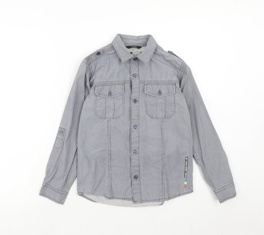 George Boys Blue Cotton Basic Button-Up Size 9-10 Years Collared Button