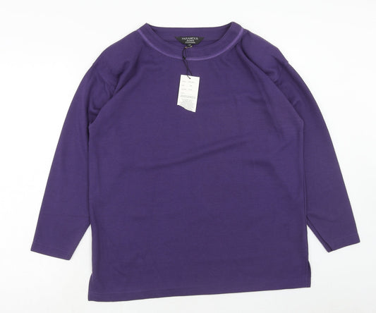 Paramor Womens Purple Boat Neck Polyester Pullover Jumper Size S