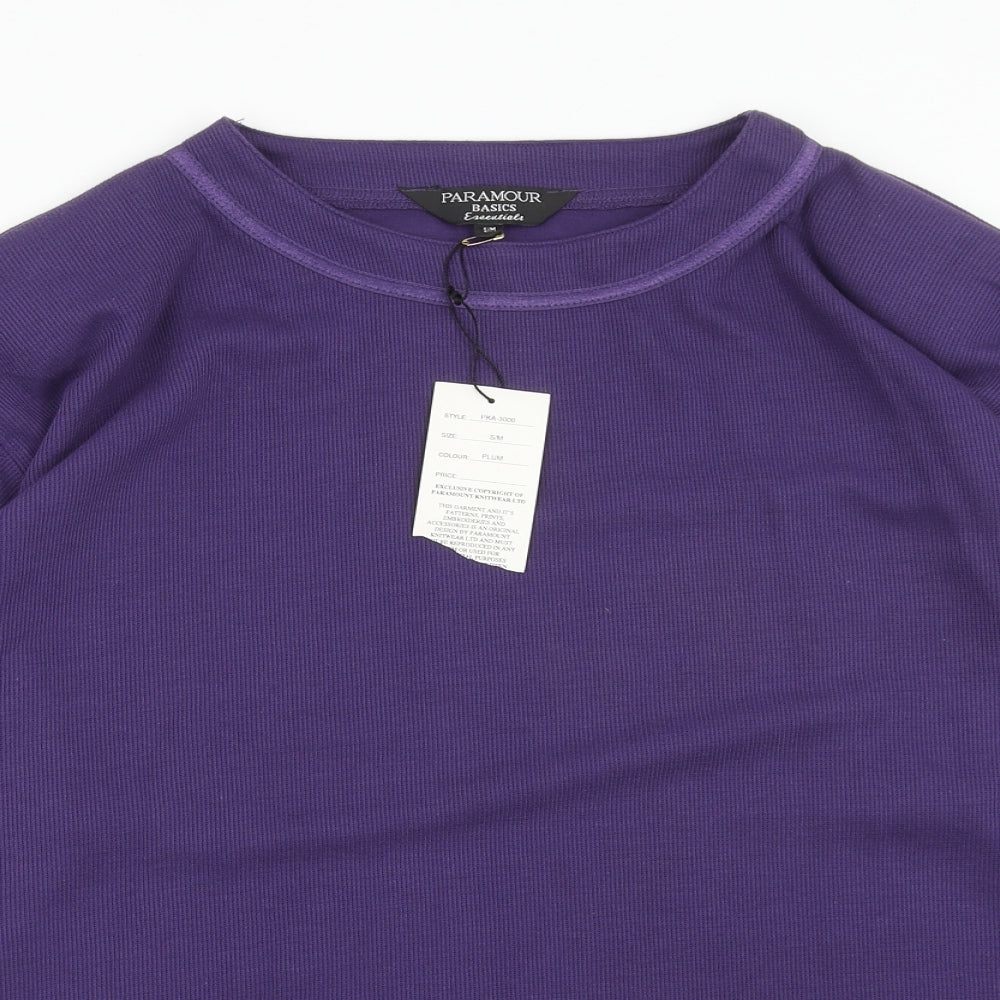 Paramor Womens Purple Boat Neck Polyester Pullover Jumper Size S