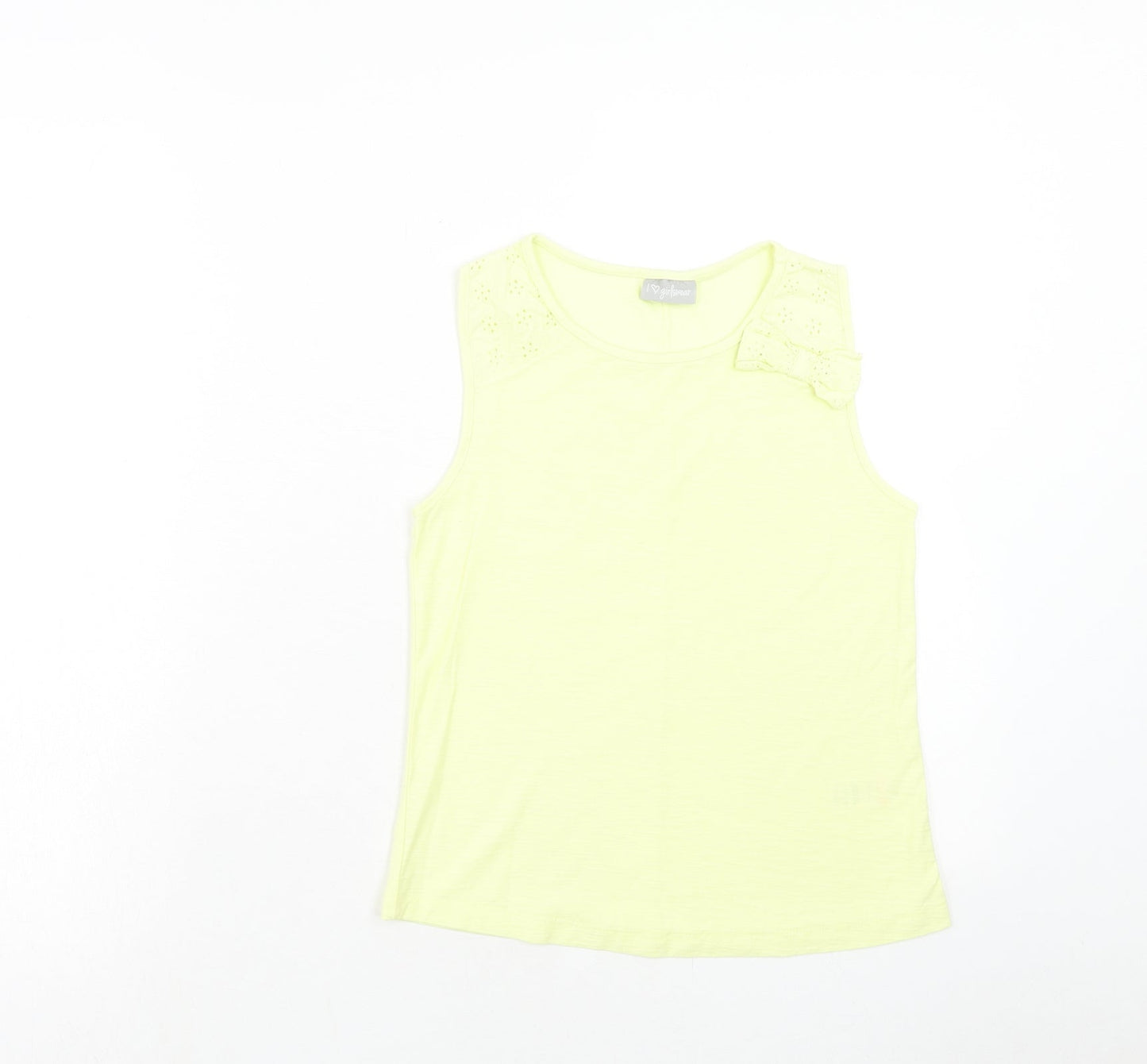 Matalan Girls Yellow Cotton Basic Tank Size 10 Years Round Neck Pullover