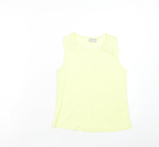 Matalan Girls Yellow Cotton Basic Tank Size 10 Years Round Neck Pullover