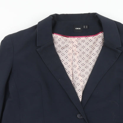 ASOS Womens Blue Polyacrylate Fibre Jacket Blazer Size 14