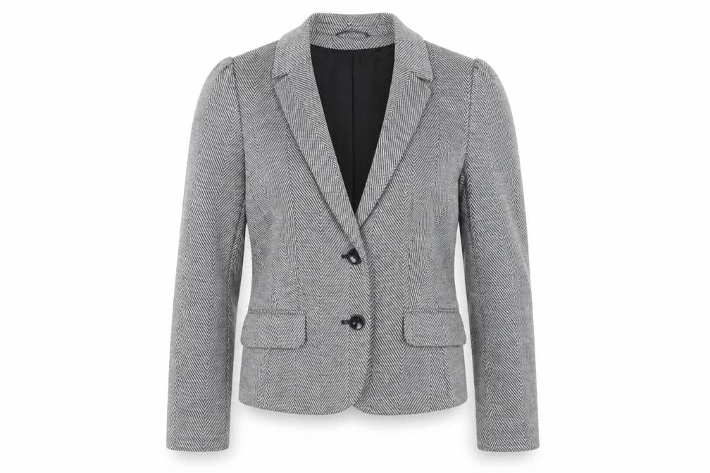 TU Womens Grey Herringbone Polyester Jacket Blazer Size 8