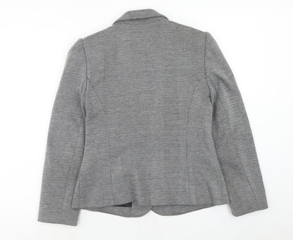 Tu Womens Grey Herringbone Polyester Jacket Blazer Size 8
