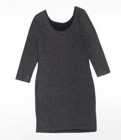 Atmosphere Womens Black Polyamide A-Line Size 10 Round Neck Pullover