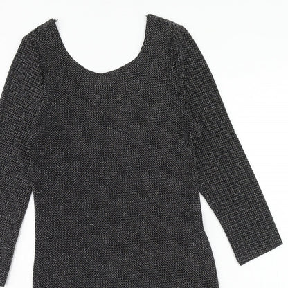 Atmosphere Womens Black Polyamide A-Line Size 10 Round Neck Pullover