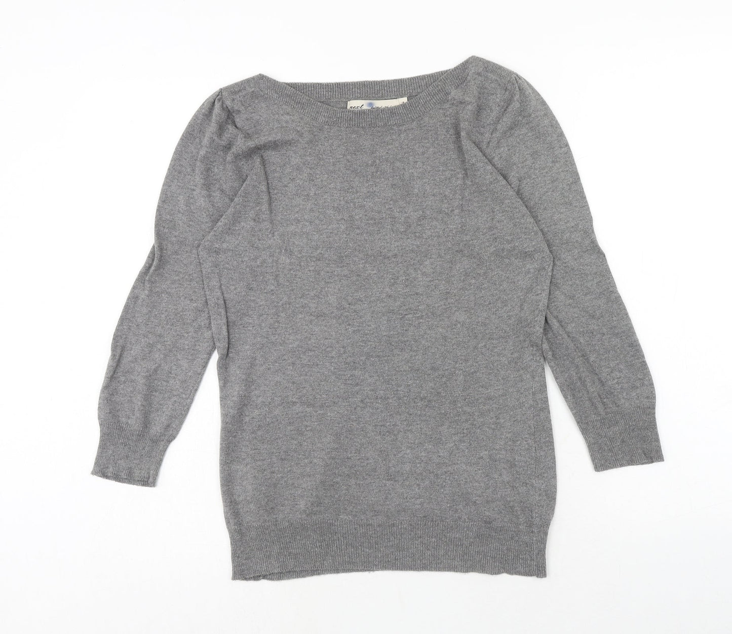 NEXT Womens Grey Boat Neck Cotton Pullover Jumper Size 8