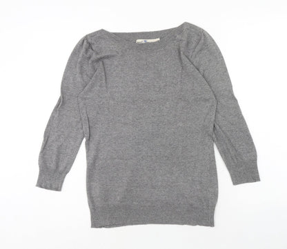 Next Womens Grey Boat Neck Cotton Pullover Jumper Size 8