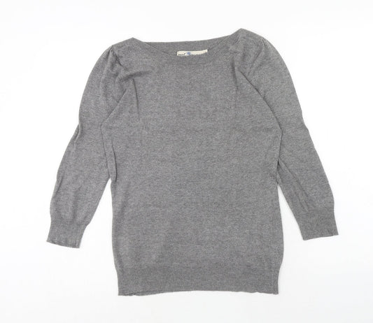 NEXT Womens Grey Boat Neck Cotton Pullover Jumper Size 8