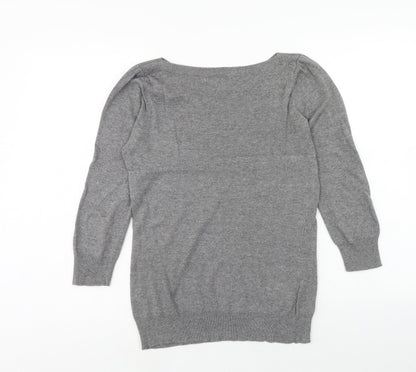 Next Womens Grey Boat Neck Cotton Pullover Jumper Size 8