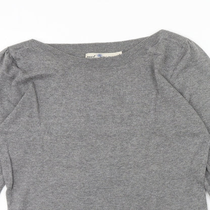 Next Womens Grey Boat Neck Cotton Pullover Jumper Size 8