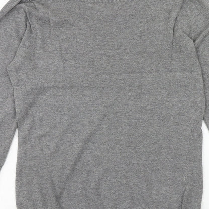 Next Womens Grey Boat Neck Cotton Pullover Jumper Size 8