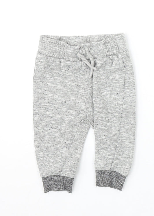 Nutmeg Boys Grey Geometric Cotton Jogger Trousers Size 6-9 Months Pullover