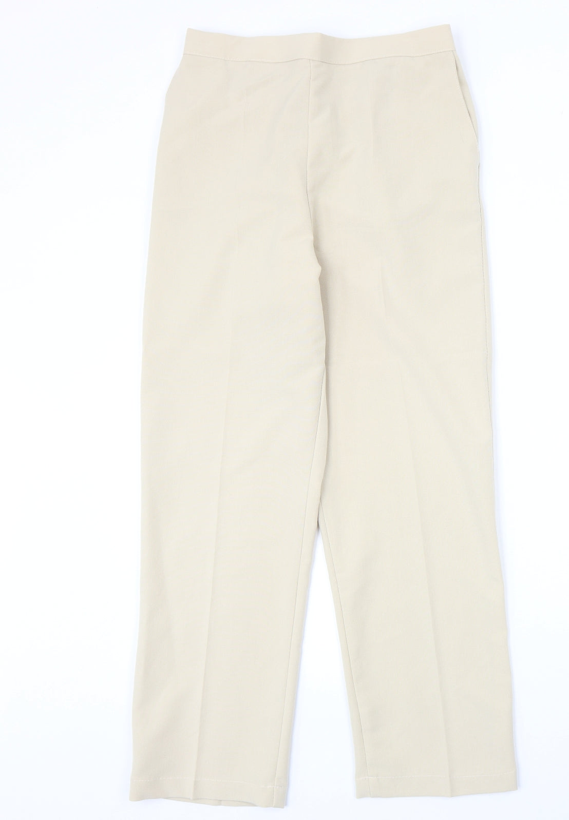 Preworn Womens Beige Polyester Trousers Size 14 Regular