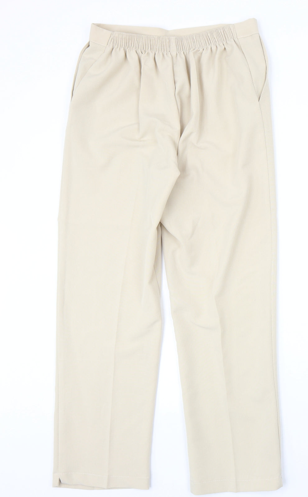 Preworn Womens Beige Polyester Trousers Size 14 Regular